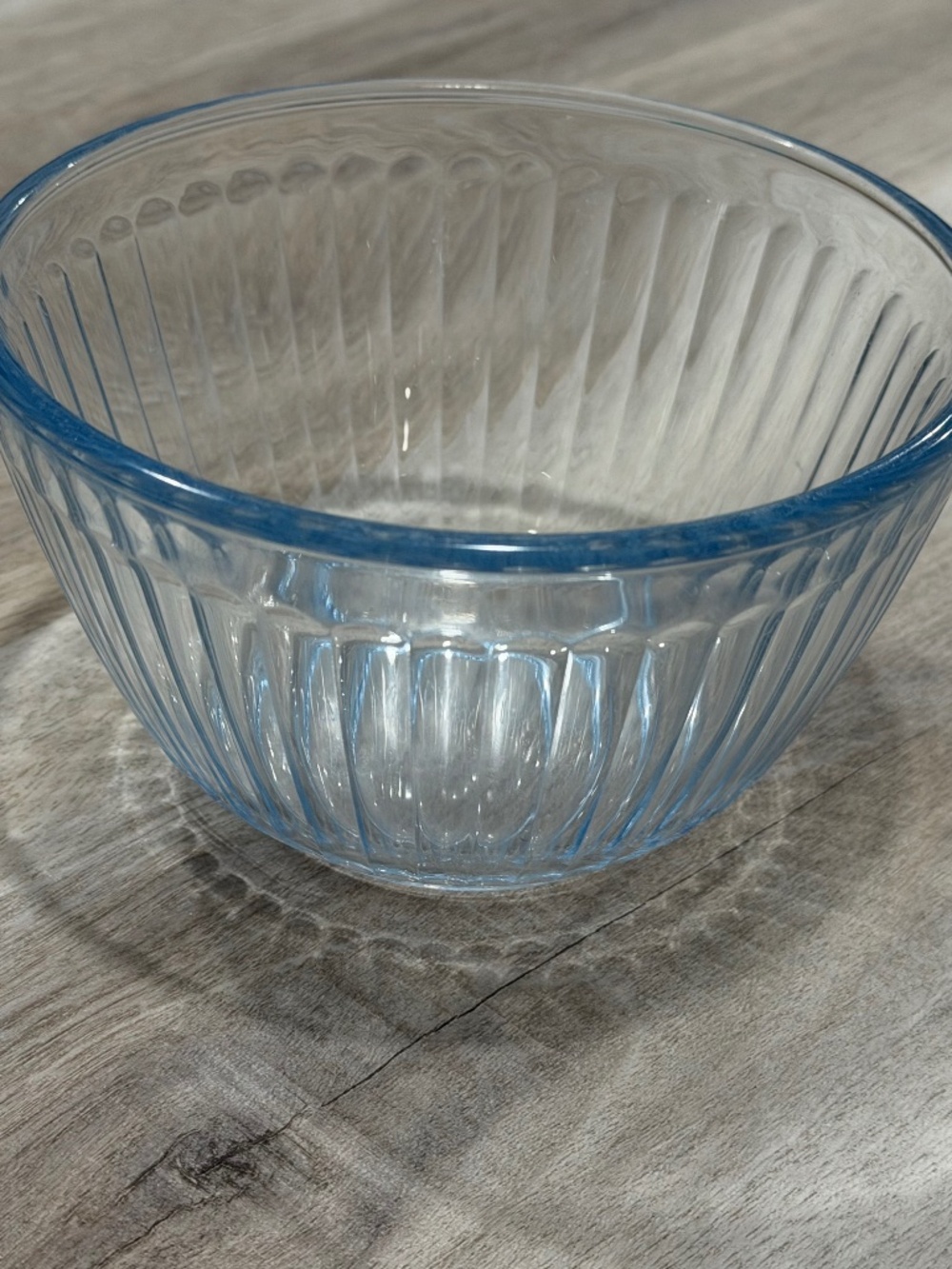 Vintage Pyrex 7401 Ribbed Glass Mixing Bowl 3 Cup Blue Tint